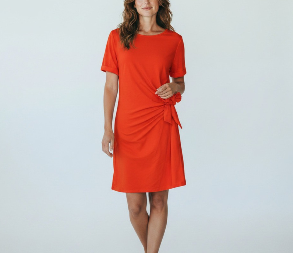 Sezane Orange Tie-Waist Mini Dress